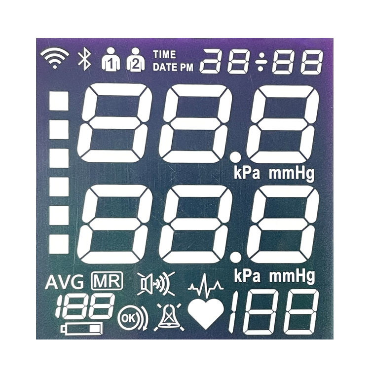 فروش کارخانه TN بخش LCD سیاه و سفید بخش کد Sphygmomanometer نمایش قابل سفارشی