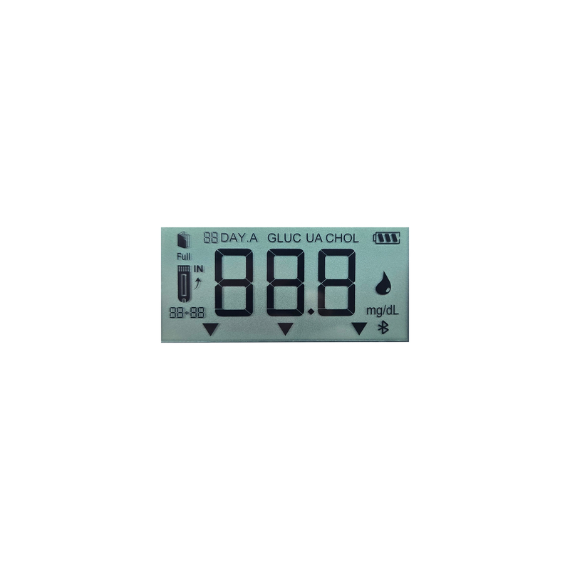نمایشگر LCD سازگار با ROHS سفارشی 7 بخش 3.0 ولتاژ صفحه نمایش LCD بخش انتقال دهنده LCD برای گلوکومتر