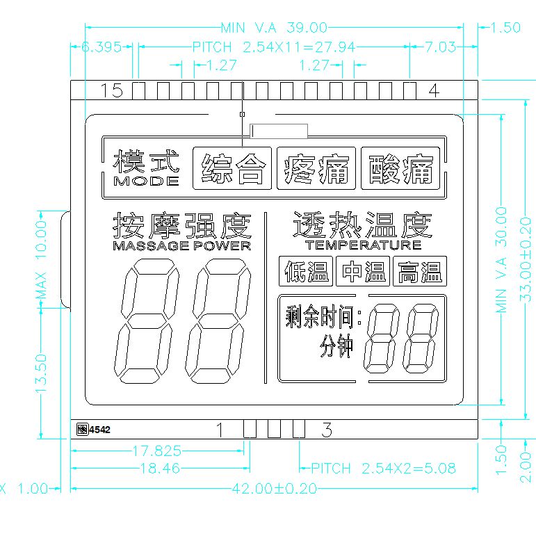صفحه LCD قطعه ای TN مشکی سفارشی صفحه نمایش LCD صفحه نمایش LCD برای ماساژور