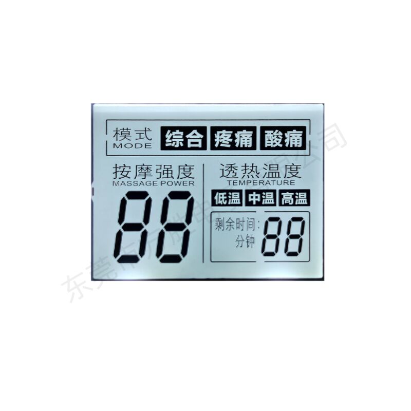 صفحه LCD قطعه ای TN مشکی سفارشی صفحه نمایش LCD صفحه نمایش LCD برای ماساژور