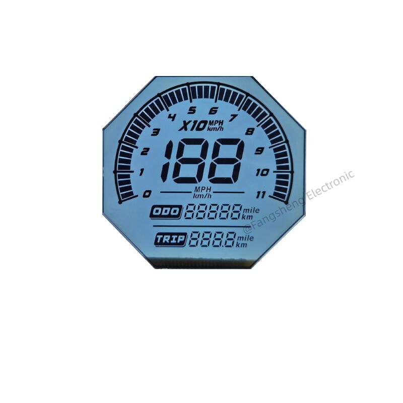 صفحه نمایش سفارشی نامنظم HTN برای موتورسیکلت ها پانل های شیشه ای ال سی دی 7 سگمنت 6 O'CLOCK