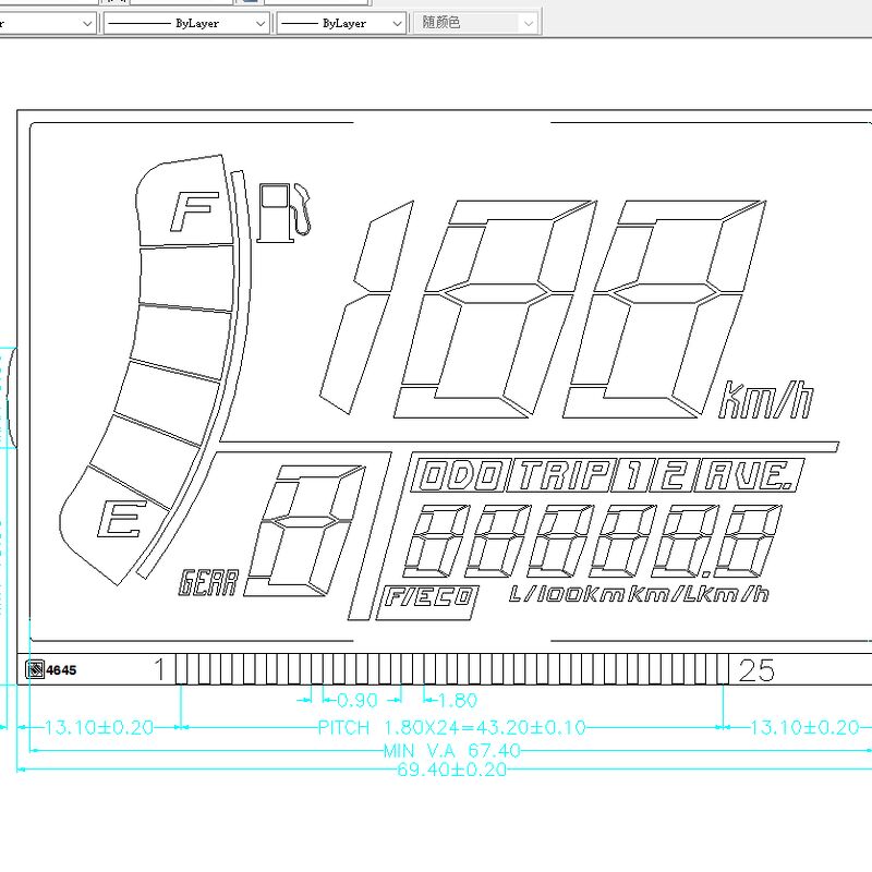 صفحه‌نمایش صفحه‌نمایش ال‌سی‌دی سرعت‌سنج سفارشی صفحه‌نمایش دیجیتالی ۷ بخش برای موتورسیکلت‌ها و وسایل نقلیه الکتریکی (EV)